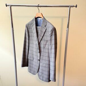 Samuelsohn Gray Plaid Wool Suit | 40R Jacket 34W Pants | Made in Canada